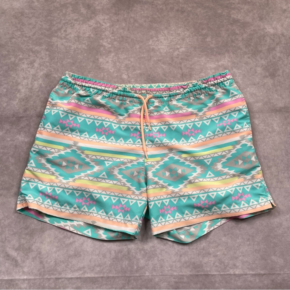 Chubbies Swim Trunks Shorts Mens Medium Aztec Pastel Print 5" Board Lined